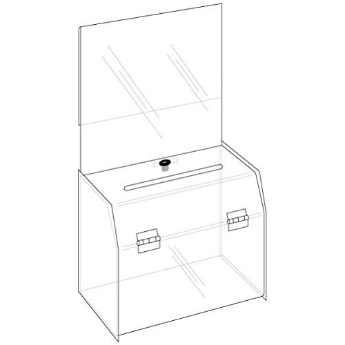 Clear-Ad Black Lockable Acrylic Ballot Box with Sign Holder - 9x7x6 (Single Pack)