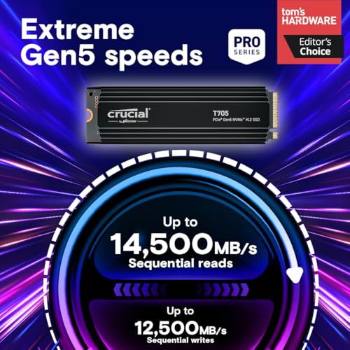 2024 T705 2TB Gen5 NVMe M.2 SSD - Perfect for PC Gaming and Adobe CC
